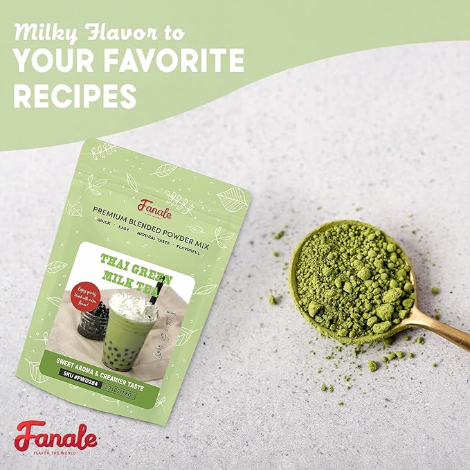 Fanale Premium Thai Green Bubble Tea Flavoring Powder for Boba Tea| Perfect for Baking Smoothies Desserts and Drinks | Instant Boba Bubble Tea Powder for Milk Tea - 2.2 Pounds (Pack of 20)