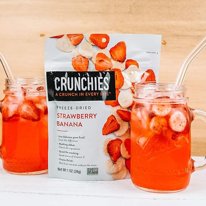 Crunchies Freeze-Dried Fruits 100% All Natural Crispy Fruit Non GMO and Kosher Resealable Freeze Dried Fruit Snack Packs Pack of 6 (Strawberry Banana)