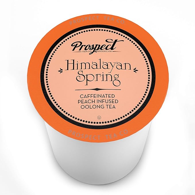 Prospect Tea Co. Himalayan Spring Peach Infused Oolong Tea Pods Compatible with K Cup Brewers Including 2.0 40 Count