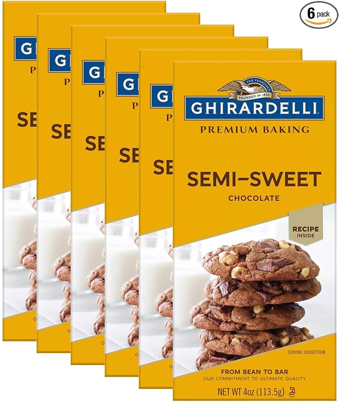 Ghirardelli Chocolate Baking Bar Semi-Sweet Chocolate 4-Ounce Bars (Pack of 6)