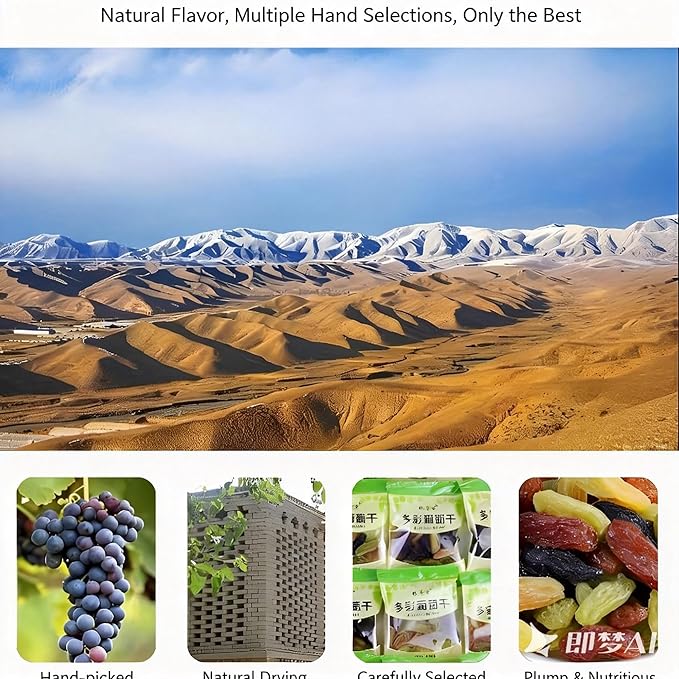 4-Flavor Colorful Seedless Raisins - Individually Wrapped Soft Chewy Dried Fruit Snacks For Kids Baking Yogurt Cereal(9g*80 packs.)