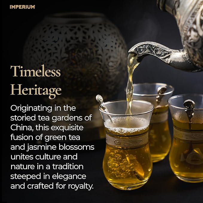 Imperium Spring Jasmine Green Tea Loose Leaf (4oz) Hand-Picked Premium Quality Brews 100 Cups Naturally Refreshing and Relaxation Beverage Delicate Floral Aroma Smooth and Soothing Finish