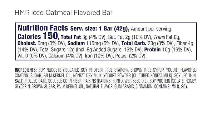 HMR Lemon and Iced Oatmeal Flavored Protein Bar Bundle 10g Protein 150-160 Calories each 48 Count