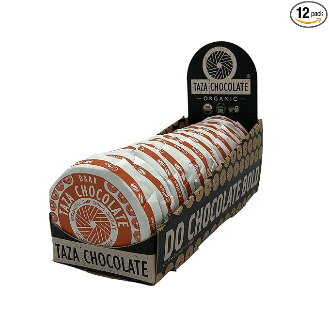 Taza Chocolate Organic Mexicano Disc 55% Dark Chocolate Coffee 2.7 Ounce (12 Count) Vegan