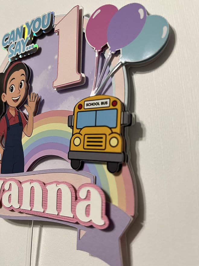 Personalized Rainbow Kids Birthday Cake Topper ABC Blocks Learning Theme Custom Name &amp Age Handmade Party Decoration