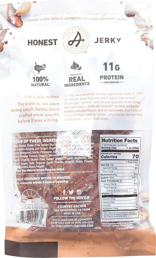 Generic C.ountry Archer Hickory Smoked Turkey Jerky 7OZ Pack of 8