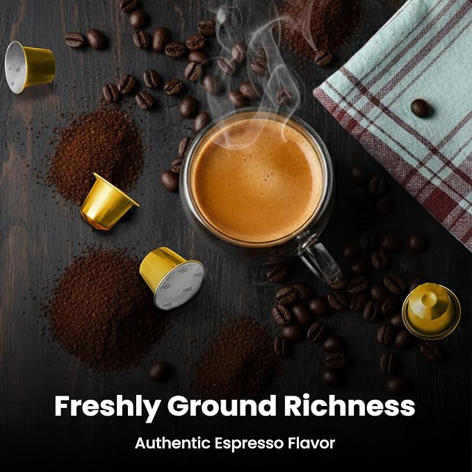 Prince Caffe Espresso Pods – Ristretto Intensity 10 Dark Roast The Espresso Coffee Pods Are Compatible with Nespresso Original Line Machines 30 Count (3 x 10 Capsules) Premium Quality Coffee Capsul