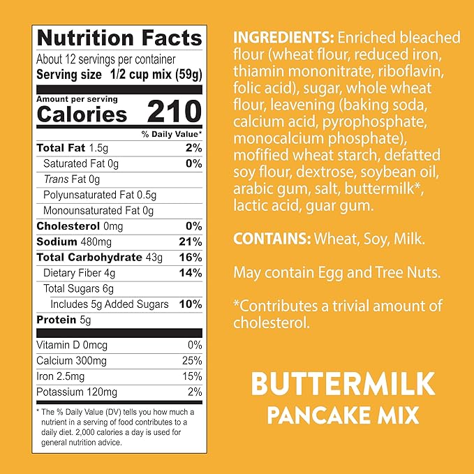 Krusteaz Heart Healthy Buttermilk Pancake and Waffle Mix Light &amp Fluffy 25.2 oz Boxes (Pack of 8)