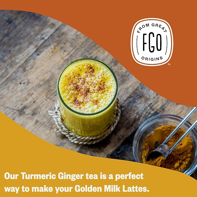FGO Organic Turmeric Ginger Tea Eco-Conscious Tea Bags 100 Count Packaging May Vary (Pack of 1)