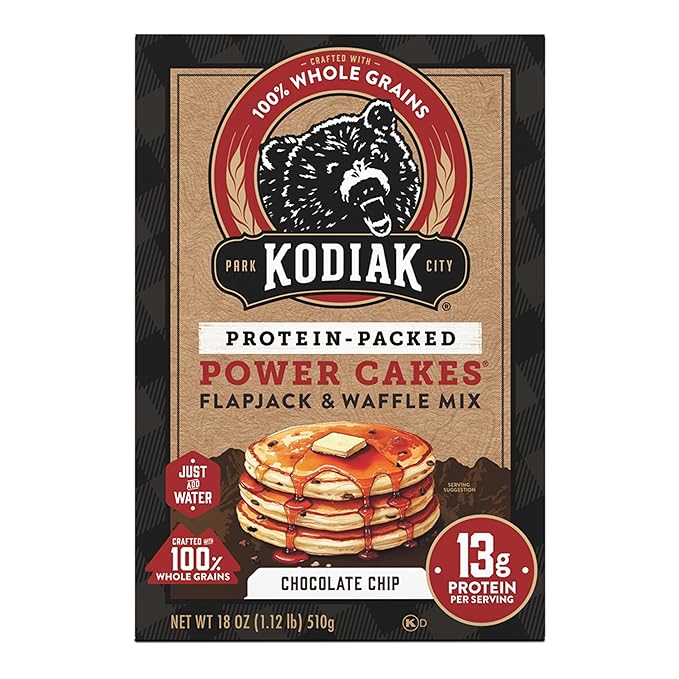 Kodiak Cakes Power Cakes Pancake &amp Waffle Mix Chocolate Chip High Protein100% Whole Grains (Pack of 6)