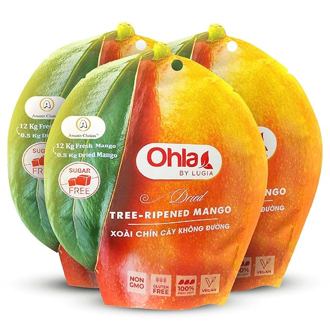 Dried Tree-Ripened Mango 21.15 Oz - Pack of 3 - Premium Dried Mango Strips Unsweetened Non-GMO Vegan Gluten Free Sugar-Free Fruit Slices by Amazin Choices. Snack Viet Mangoes Slices