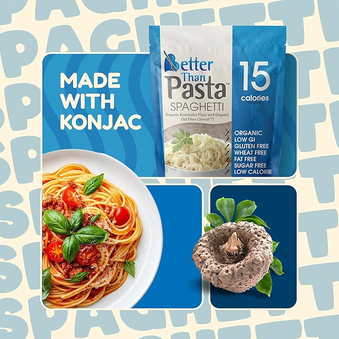 Better Than Pasta Organic Shirataki Spaghetti – USDA Organic Zero Net Carbs Keto &amp Diabetic Friendly Gluten-Free Low-Calorie Plant-Based Non-GMO No Odor Ready-to-Eat Konjac Noodles – 14oz