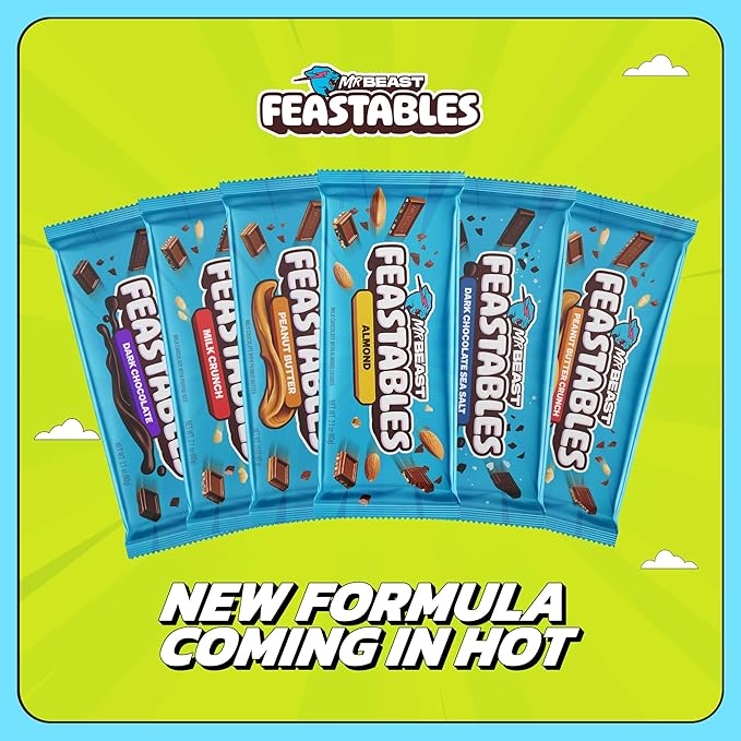 MrBeast Feastables Milk Chocolate Bar Full Size 24 Count Smooth &amp Creamy Milk Chocolate Candy Fairtrade Cocoa 1.24oz Each
