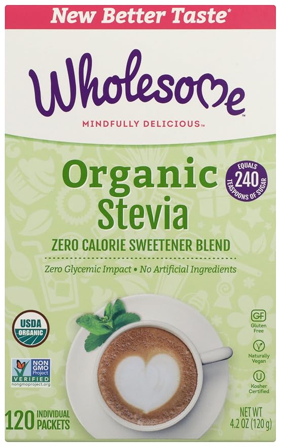 Wholesome Sweeteners Organic Stevia 1 Gram Packets 120 Count 1 Case (Packaging May Vary)