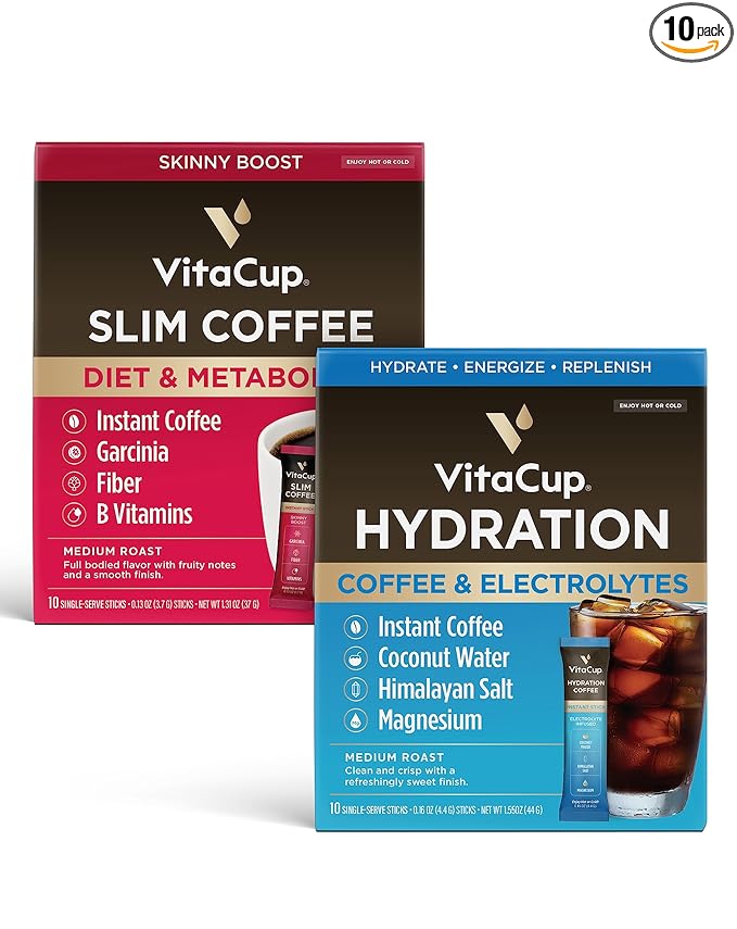 VitaCup Instant Slim Coffee 10Ct &amp Hydration 10Ct