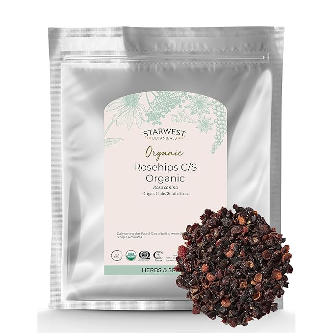Starwest Botanicals Organic Rosehips Seedless Cut and Sifted 1 Pound