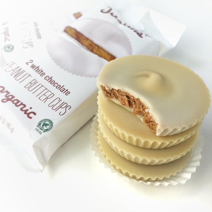 Justin's Organic White Chocolate Peanut Butter Cups Rainforest Alliance Certified Cocoa Gluten-free Responsibly Sourced 1.4 Ounce (Pack of 12)