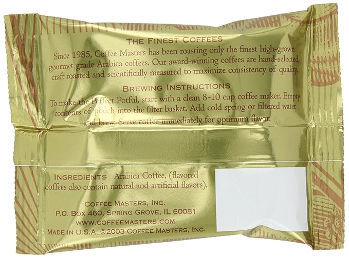 Coffee Masters Perfect Potful Dark Chocolate Decadence Ground Coffee 1.5-Ounce Packets (Pack of 12)