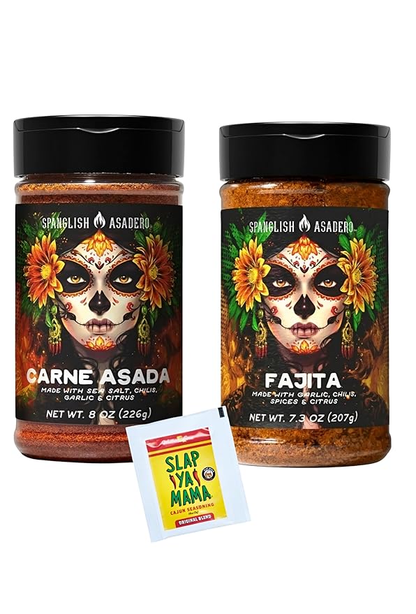 Mexican Traditional Seasoning Mix Asadero-Style Spice Blend for Chicken Beef Pork and Vegetables with Bonus Slap Ya Mama Seasoning Packet (7.3 oz Carne Asada/Fajita)