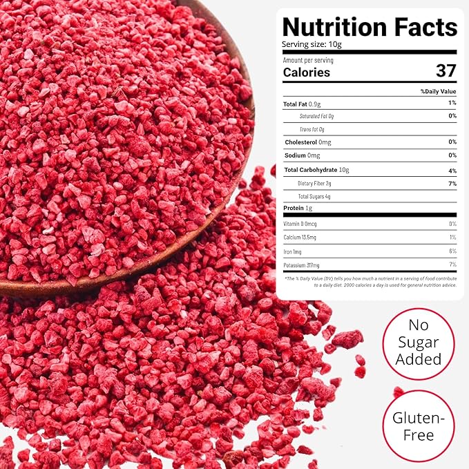 5oz Freeze Dried Raspberries Pieces – No Sugar Added 100% Real Crunchy Raspberries Natural Fruit Snack for Kids &amp Adults Non-GMO Healthy Topping for Yogurt Smoothies Cereal &amp Baking