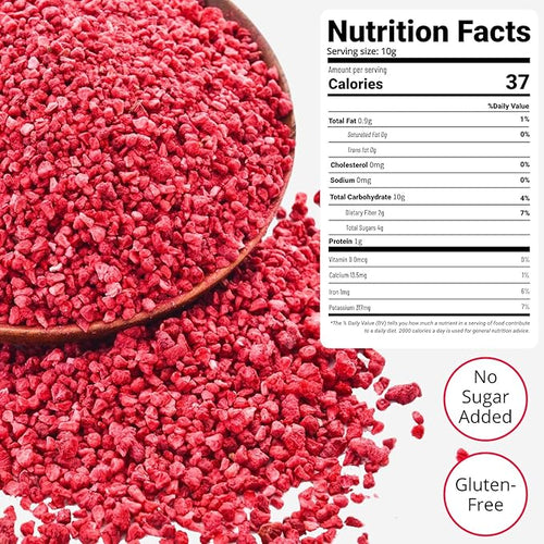 5oz Freeze Dried Raspberries Pieces – No Sugar Added 100% Real Crunchy Raspberries Natural Fruit Snack for Kids &amp Adults Non-GMO Healthy Topping for Yogurt Smoothies Cereal &amp Baking