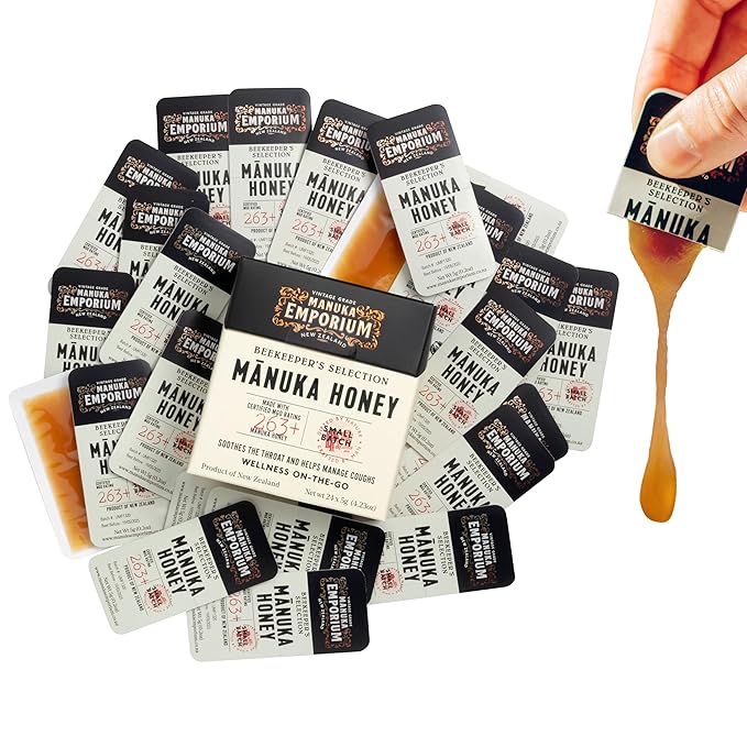 Manuka Emporium Raw Manuka Honey Bundle | MGO 829+ Jar (8.8oz) &amp 24 MGO 263+ Single-Serve Packets | Certified Monofloral New Zealand Honey for Daily &amp Advanced Wellness