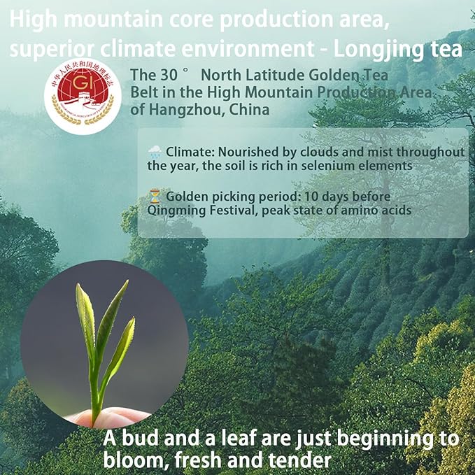 Longjing Tea Dragon Well Chinese Green Tea Loose Leaf Dragonwell Chinese Tea Long Jing龙井茶 绿茶 明前龙井 茶叶 4.23oz/120g