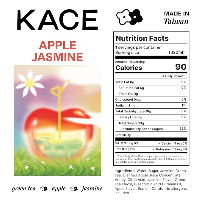 Jasmine Iced Tea with Apple Tea Drink - Refreshing Apple Juice Infused with Jasmine Tea &amp Honey Crisp Tart &amp Floral Blend - Perfect for Everyday Organic Herbal Tea and Daily Refreshment -