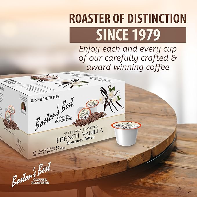 Boston’s Best - French Vanilla Medium Roast Gourmet Delicious Flavored Coffee Compatible with Keurig Coffee Maker 1 Count (80 Single Serve Cups)