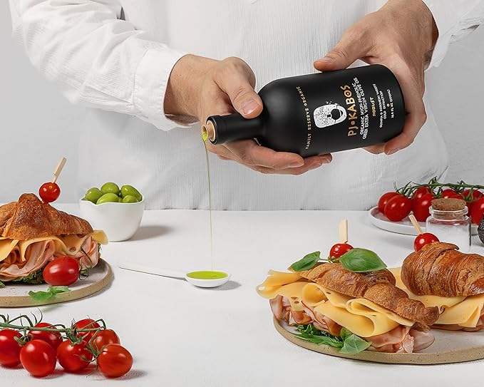 PJ KABOS Very High Phenolic (699 mg/kg) USDA Organic Greek Extra Virgin Olive Oil Kosher Greece Cold Extracted 16.9oz Bottle Family Reserve Organic - Robust