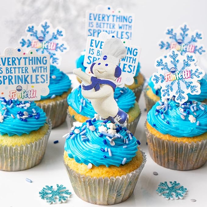Pillsbury Funfetti Holiday Bundle 1 of each: Winter Cake Mix &amp Blue Vanilla Frosting with By The Cup Spreader