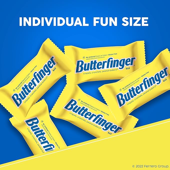 Butterfinger Chocolatey Peanut-Buttery Fun Size Individually Wrapped Candy Bars 10.2 oz each Bulk 6 Pack