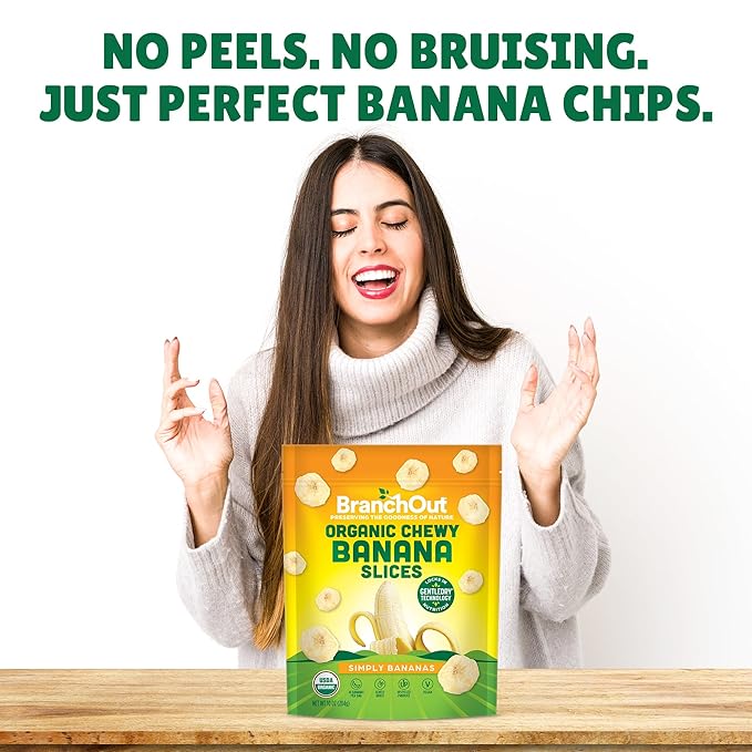 BranchOut Pineapple Chips (7 oz) and Chewy Banana Slices (10 oz) Bundle No Sugar Added GentleDry Better than Freeze Dried Fruit Healthy Vegan Snacks for Kids &amp Adults