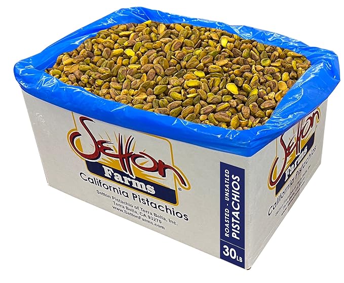 Pistachios Shelled Dry Roasted Unsalted 30 Lbs. Bulk Case Kosher (Also perfect for making Dubai Chocolate)