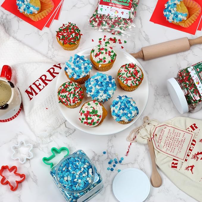 Christmas Sprinkles Bulk - 1.6 Pounds - Holiday Jimmies - Red White and Green Xmas Baking Toppings for Cookies Cakes Cupcakes and More!
