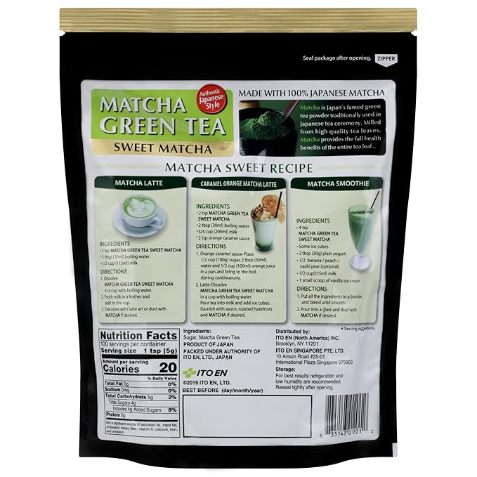 Ito En Matcha Green Tea Sweet Powder 17.5 Ounce (Pack of 1) Sweetened Green Tea Powder