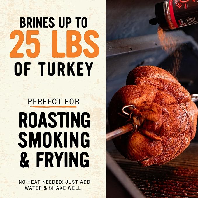 Kosmos Q Complete Turkey Brine Kit - Full Seasoning Kit with Turkey Brine Dirty Bird Spice Shaker &amp Cherry Apple Habanero BBQ Glaze - Brine Rubs and Glaze for a Tender Juicy Turkey