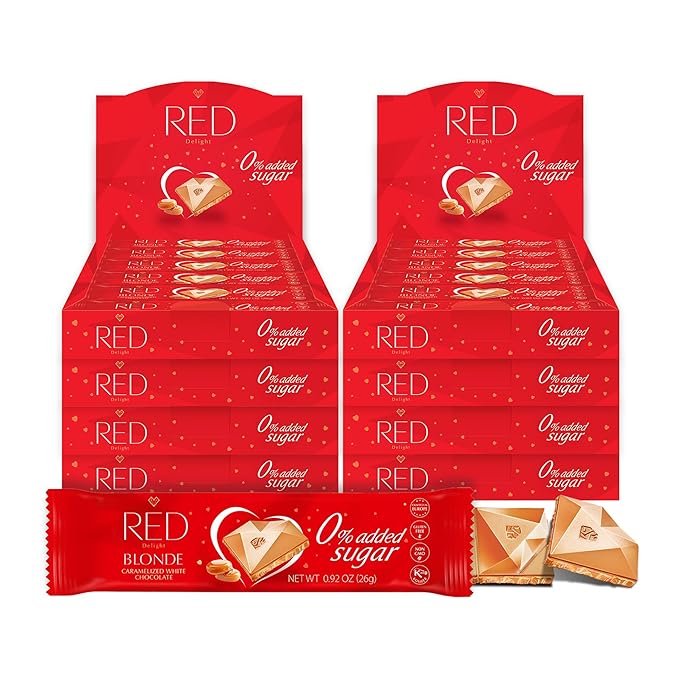 RED Delight®™ Blonde Caramelized White Chocolate 12 Count Box of Grab N Go Travel Size Bars (0.92 Ounces Each) (8 Boxes - Total of 96 Bars)