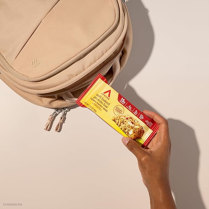 Atkins Soft Baked High Protein Bars Lemon Poppy Seed Flavor 15g Protein 4g Net Carbs 2g Sugar Keto Snacks Low Sugar Bars High Fiber Snacks 6 pack (4 bars each)