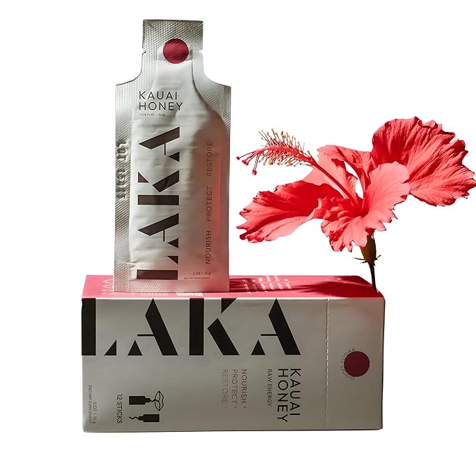 LAKA 100% Raw Hawaiian Honey Natural Energy Sleep &amp Recovery Support Enzyme Mineral &amp Amino Acid Rich Glyphosate-Free Unfiltered &amp Pure 12 Pack (180g Total)