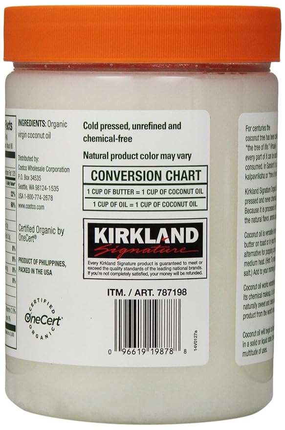 Kirkland Signature Organic Coconut Oil Cold Pressed Unrefined 42.3 Fl oz