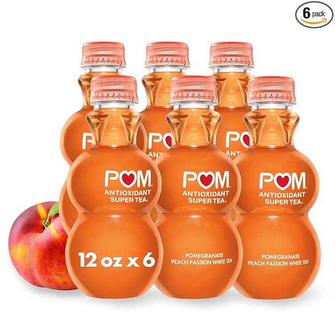 POM Wonderful Antioxidant Super Tea Pomegranate Peach Passion White Tea 12 fl oz (Pack of 6)