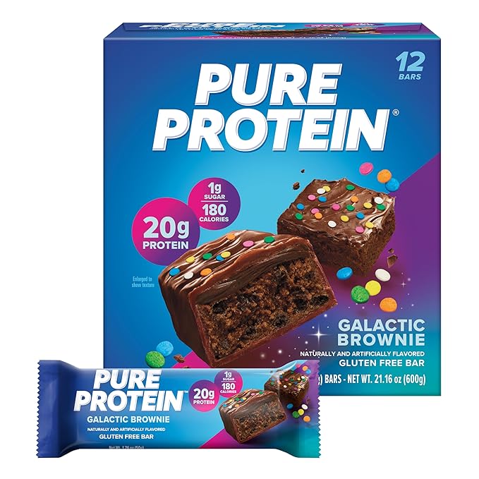 Pure Protein 12 Count Galactic Brownie &amp Chocolate Mint Cookie Protein Bars Bundle | 20g &amp 19g High Protein | Gluten Free | Pre &amp Post Workout | Low Sugar