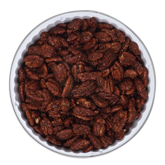 Gourmet Cinnamon Roasted Pecan Gift Tin 33 oz (2.15 lb) Artisan Hand-Roasted Nuts Fresh to Order by Pop’N Nuts
