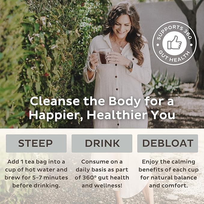 Trust Your Gut Organic Herbal Tea Blend – Lemon Balm Holy Basil Dandelion &amp Ginger Root – Supports Healthy Digestion &amp Gut Balance – Apple Cider 30 Bags