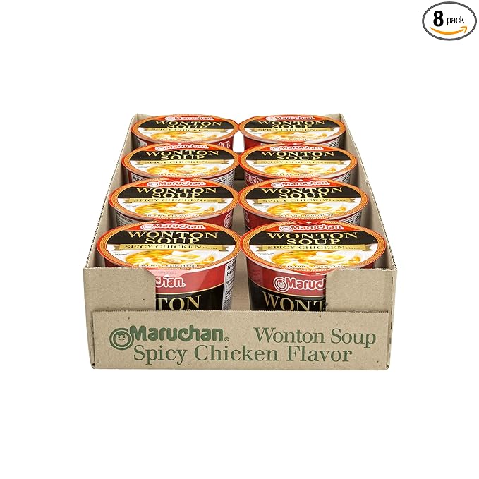Maruchan Microwavable Bowl Wonton Hot and Spicy Chicken Flavor Pack of 8