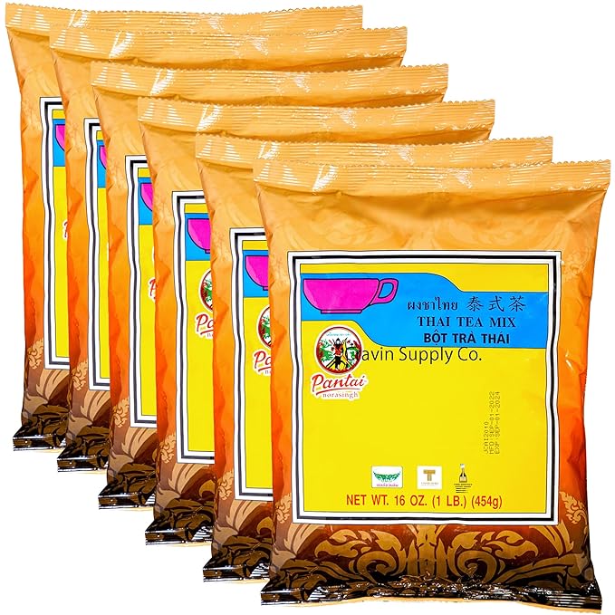 Pantai Thai Tea Mix - Authentic Restaurant-Quality Flavor for Homemade Premium Thai Iced Tea - 16 Ounces - Rich &amp Aromatic