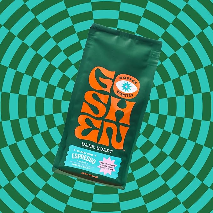 Goshen Coffee Roasters Whole Bean Black Dog Espresso Blend | Dark Roast Espresso or Brewed | Award-Winning Natural and Washed | Roasted Nuts Molasses Dark Cocoa Flavors | 2 Lb Bag