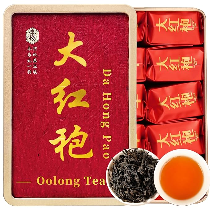 XIXICHA Dahongpao Oolong Tea Rock Tea 80g/2.82oz 8g*10bags Chinese Loose leaf Tea Big Red Robe Strong Flower Aroma Wuyi Mountain Da Hong Pao 大红袍 乌龙茶 茶叶 福建武夷山岩茶 独立包装袋泡