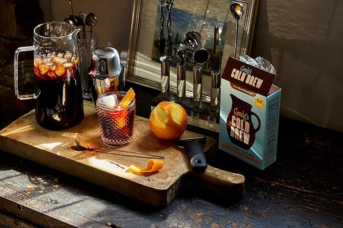 GRADY’S COLD BREW New Orleans Style - DECAF 100% Arabica Ground Coffee &amp Chicory Pouches ONE Bundle of 4 Easy-to-Brew Bean Bags Makes 12 drinks